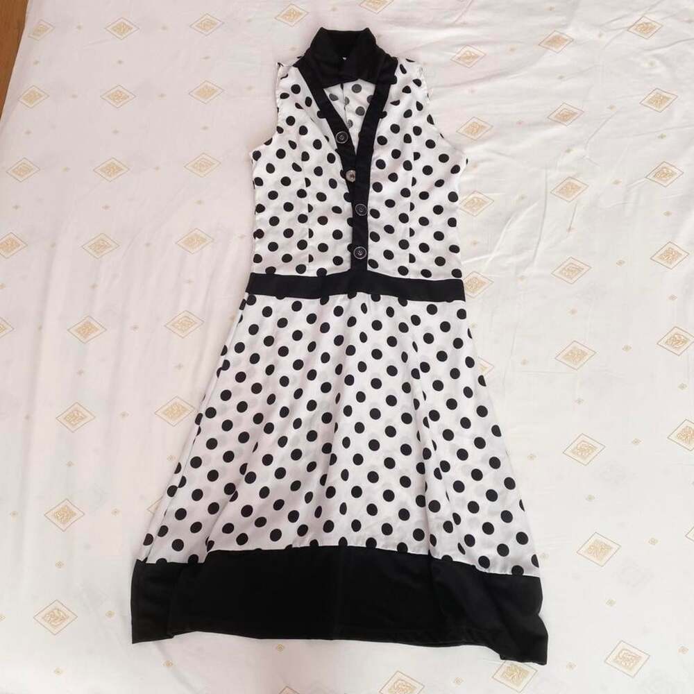 y2k black and white polka dot dress